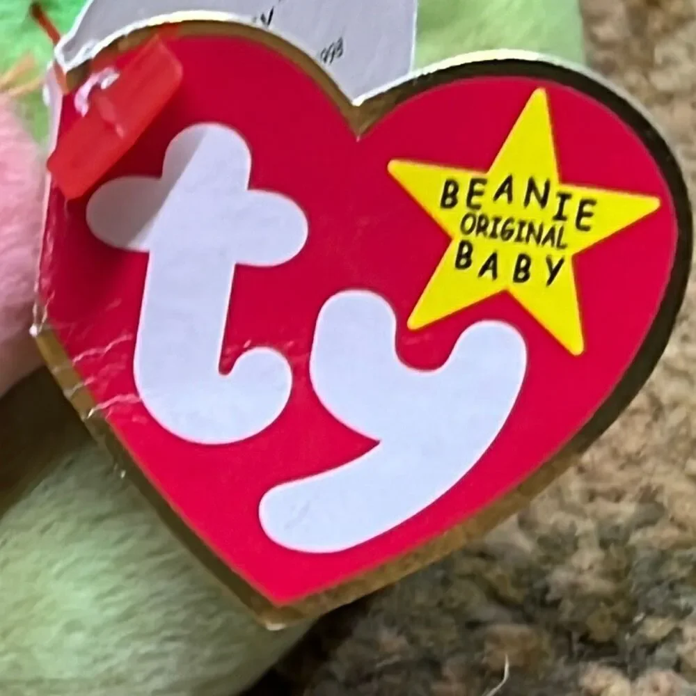 Sammy Beanie Baby TY tie dye bear with hologram tag, 1998 Beanie